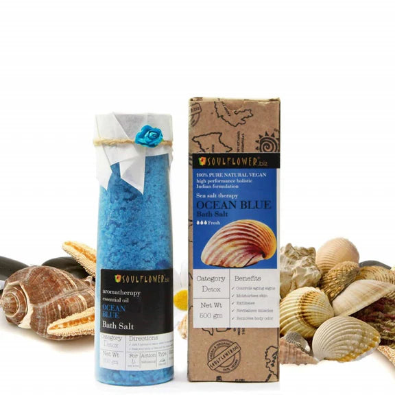 Soulflower Aromatherapy Essential Oil Ocean Blue Bath Salt - 500 gm