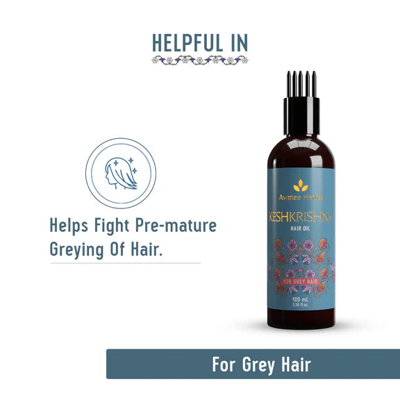 Avimee Herbal Anti Grey Hair Combo - Keshkrishna Hair Oil And Scalptone Grey Hair Serum, Restores Natural Color - combo