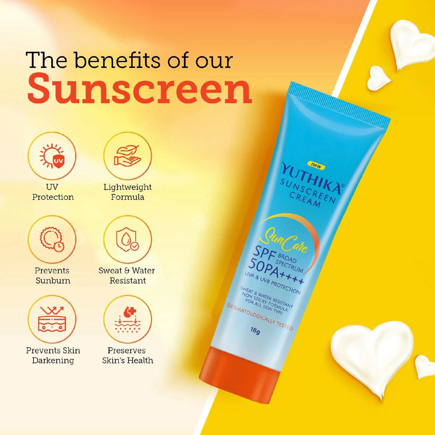 Yuthika Sunscreen Lotion SPF 50 PA+++(Pack of 3) - 18 gm - Set of 3