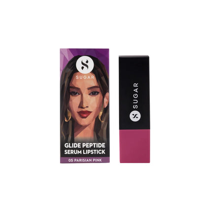SUGAR Glide Peptide Serum Lipstick with Vitamin E - 05 Parisian Pink - 4.2 gm