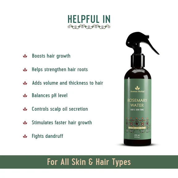 Avimee Herbal Rosemary Water For Hair And Skin For Hair Growth, Hair Fall Control and Scalp Health - 200 ml