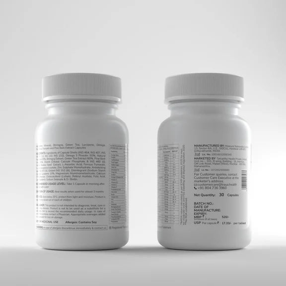Traya Hair Vitamins with Biotin and Bhringraj Capsules - 30 caps