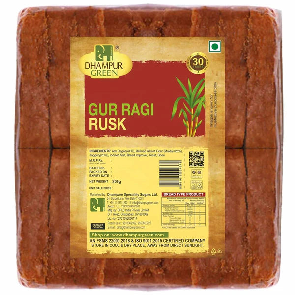 Dhampur Green Gur Ragi Rusk - 200 gm