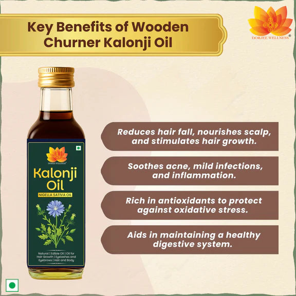 Dorjee Wellness Wood Pressed Kalonji (Black Seed) Oil - 100 ml