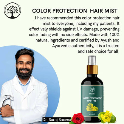 Ivory Natural Color Protection Hair Mist - Locks In Vibrant Hues, Adds Luminous Shine - 200 ml
