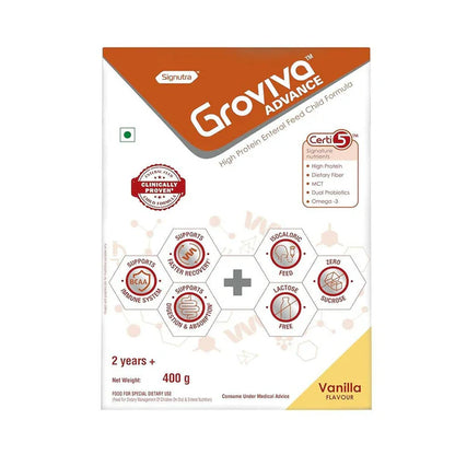 Groviva Advance High Protein Enteral Feed Child Formula Powder - Vanilla Flavor - 400 gm