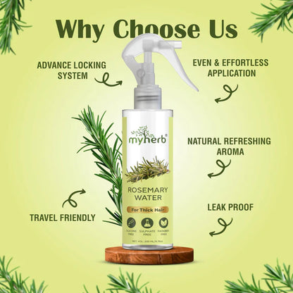 Myherb Rosemary Water Hair Spray For Regrowth, Helps Reduce Hairfall, Strengthens Hair - 200 ml