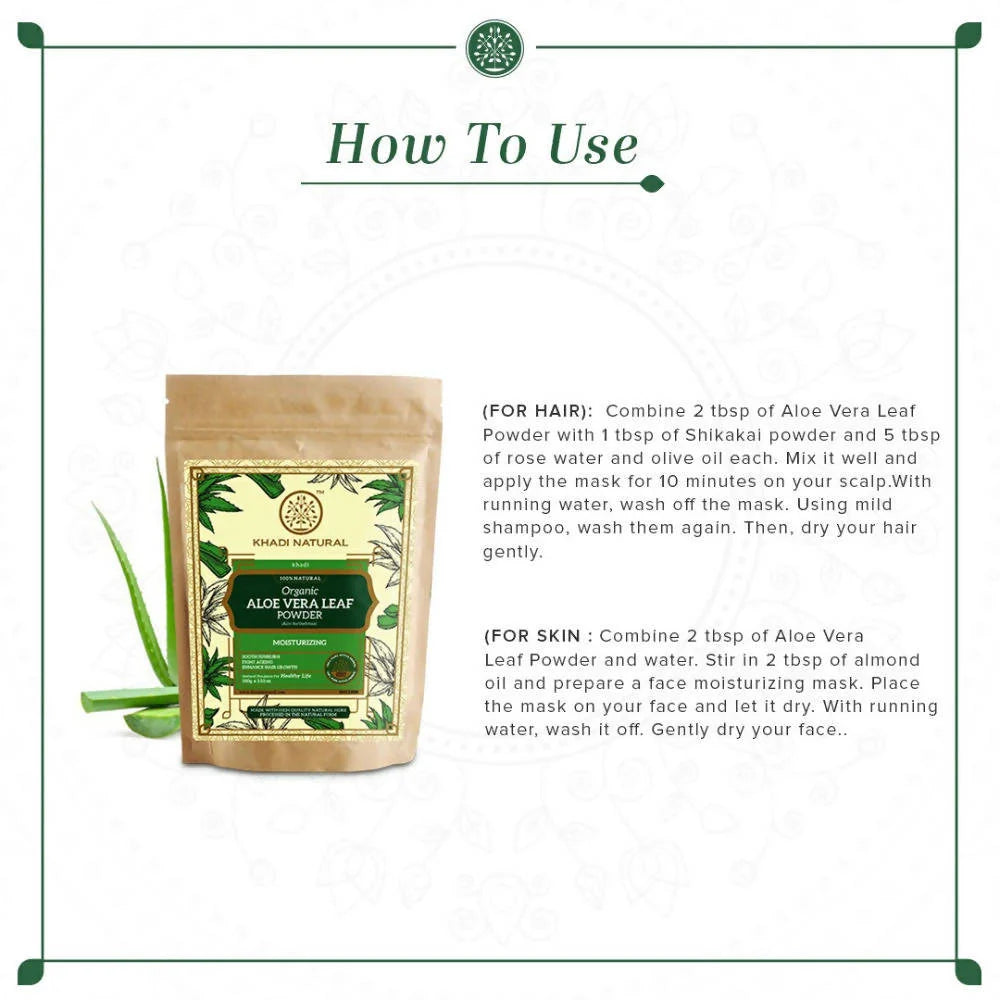 Khadi Natural Organic Aloe Vera Leaf Powder - 100 gm