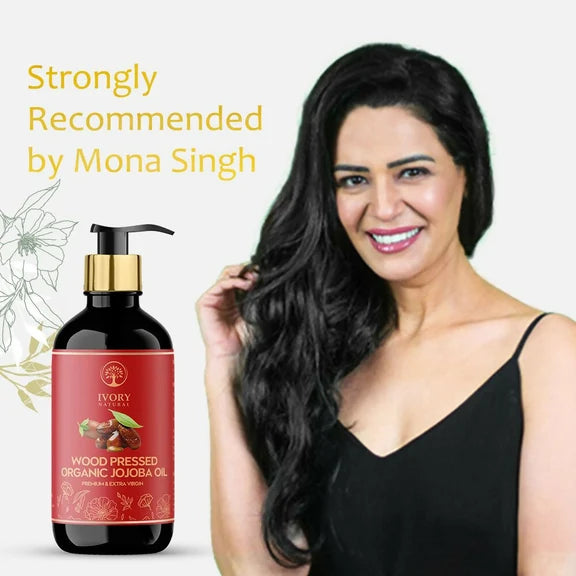Ivory Natural Wood Pressed Organic Jojoba Oil Premium & Extra Virgin For Smooth Dry Skin, Avoid Flakiness, & Improve Skin Elasticity - 200 ml