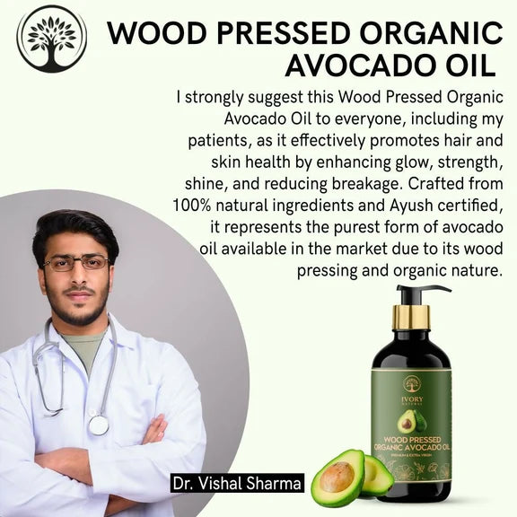 Ivory Natural Wood Pressed Organic Avocado Oil Premium & Extra Virgin - 200 ml