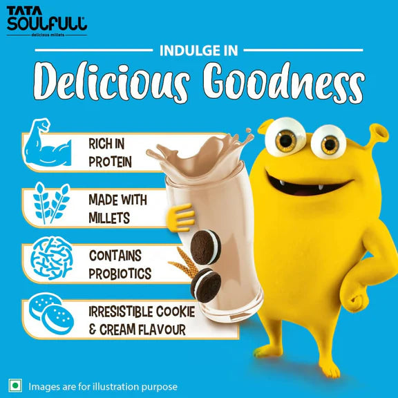 Tata Soulfull Nutri Drink+ For Kids With Millets - Cookie & Cream Flavor - 200 gm