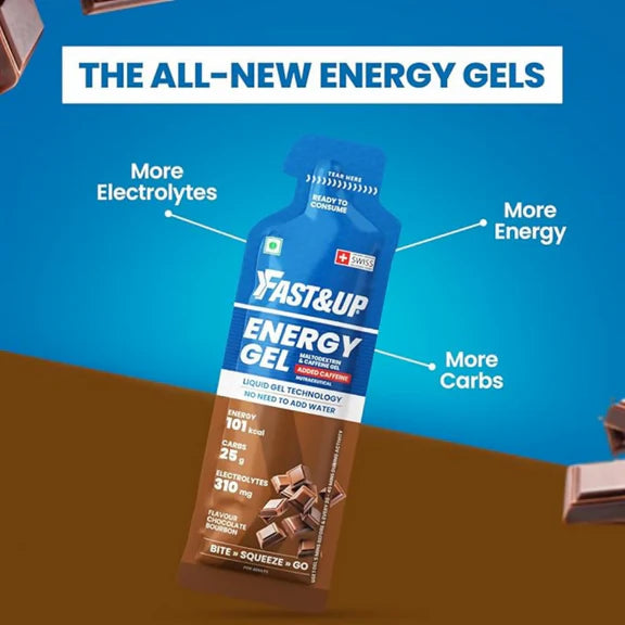 Fast&Up Energy Gel-Chocolate Bourborn Flavour - 39 gm - Pack of 6