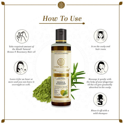 Khadi Natural Henna & Rosemary Herbal Hair Oil - 210 ml