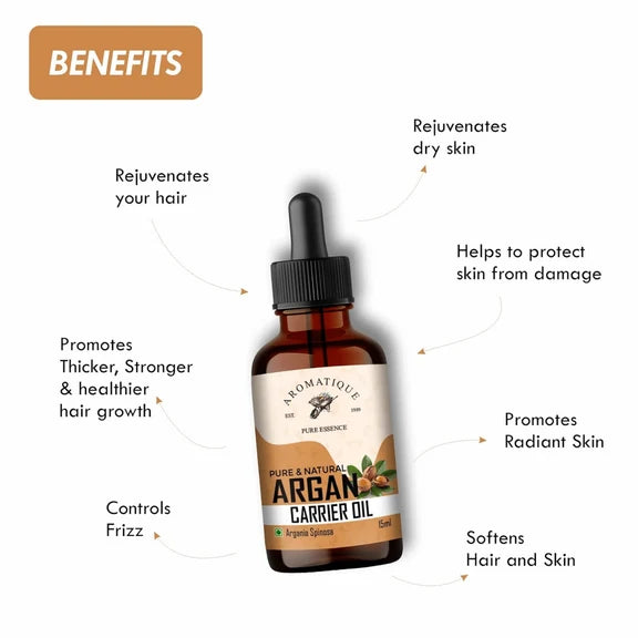 Aromatique Moroccan Argan Oil For Hair Growth & Skin - 15 ml