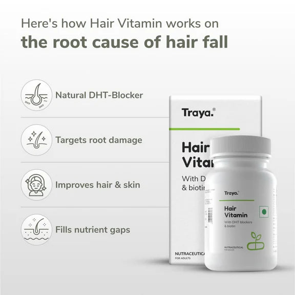 Traya Hair Vitamins with Biotin and Bhringraj Capsules - 30 caps