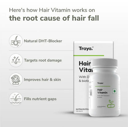 Traya Hair Vitamins with Biotin and Bhringraj Capsules - 30 caps