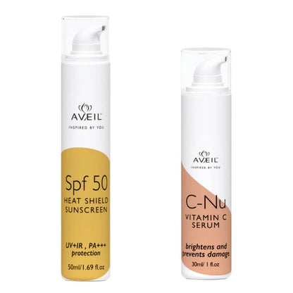 Aveil Heat Shield SPF 50 Gel Sunscreen & C-Nu Vitamin C Face Serum Combo - combo