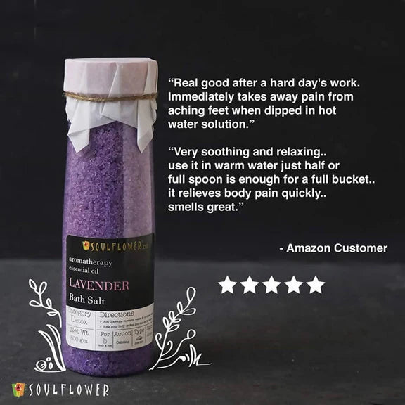 Soulflower Aromatherapy Essential Oil Lavender Bath Salt - 500 gm