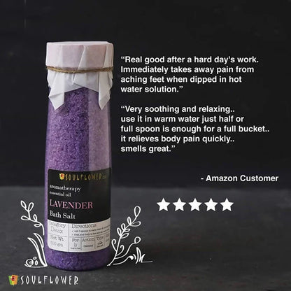 Soulflower Aromatherapy Essential Oil Lavender Bath Salt - 500 gm