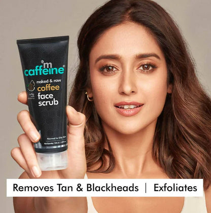 mCaffeine Naked & Raw Coffee Face Scrub with Walnut for Fresh Glow - 100 gm
