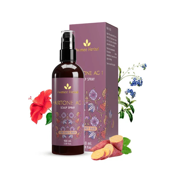 Avimee Herbal Anti Grey Kit With Shakuntala Hair Cleanser, Fights Grey Hair, With Amla, Curry Leaf and Henna Oil - kit