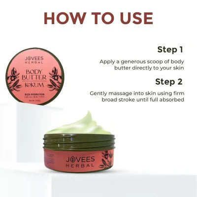 Jovees Kokum Body Butter for Dry & Rough Skin Deep Nourishment, Non-Sticky - 200 gm