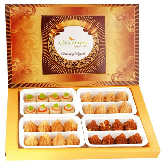 Ghasitaram Big Box of Kaju, Milk Cake, Mysore Pak and Dodha Barfi Modaks - 32 modaks