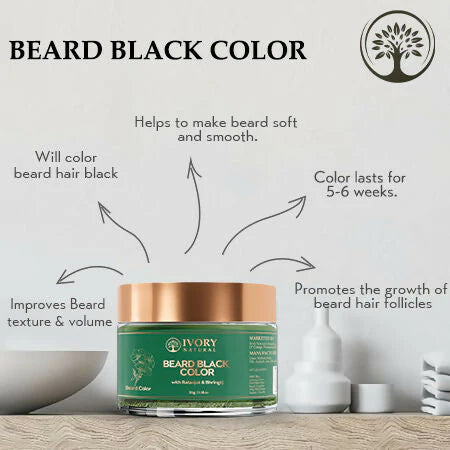 Ivory Natural Beard Black Color Organic - Instant Natural Plant Based Beard Color Powder - 30 gm