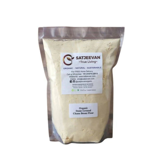 Satjeevan Organic Stone-Ground Chana Besan Flour - 500 gm