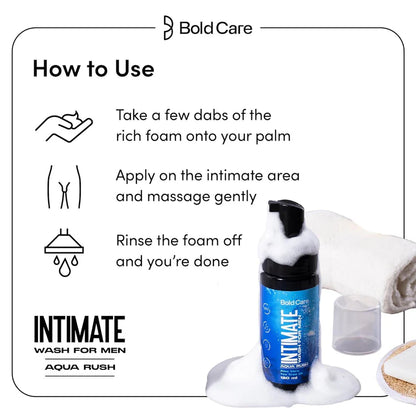 Bold Care Aqua Rush Intimate Wash for Men - 120 ml