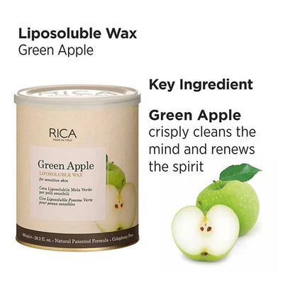 Rica Green Apple Liposoluble Wax For Sensitive Skin - 800 ml