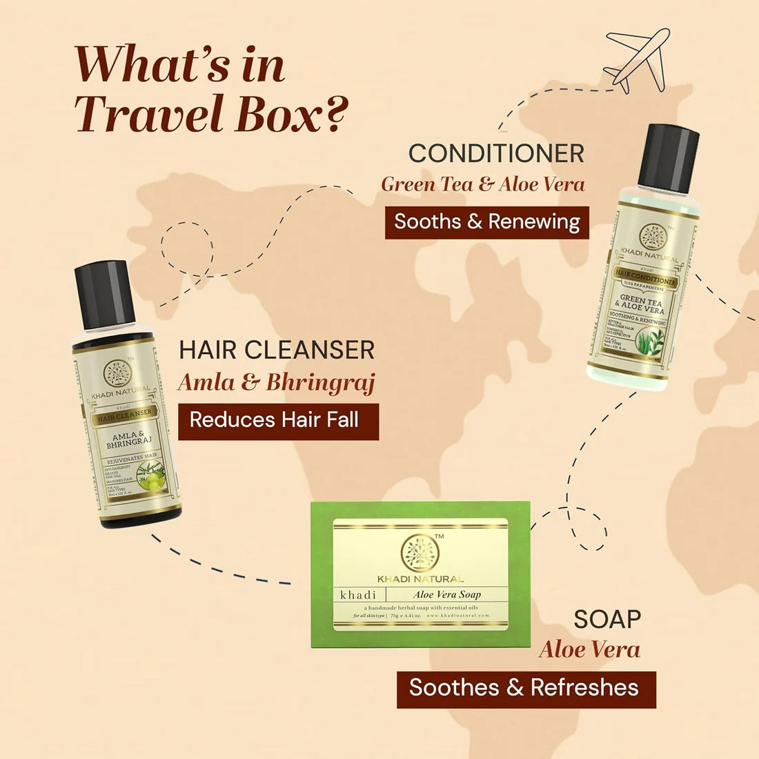 Khadi Natural Travel Kit Skincare & Haircare Essentials On-The-Go - combo