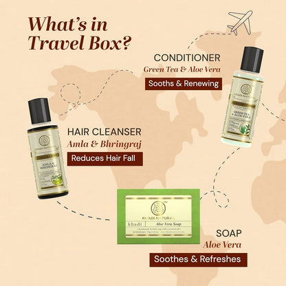 Khadi Natural Travel Kit Skincare & Haircare Essentials On-The-Go - combo