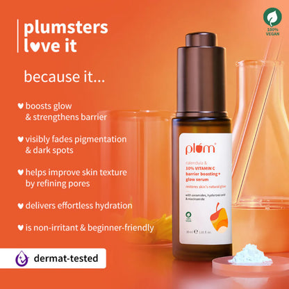 Plum 10% Vitamin C Barrier Boosting + Glow Serum with Calendula For Glowing Skin - 30 ml