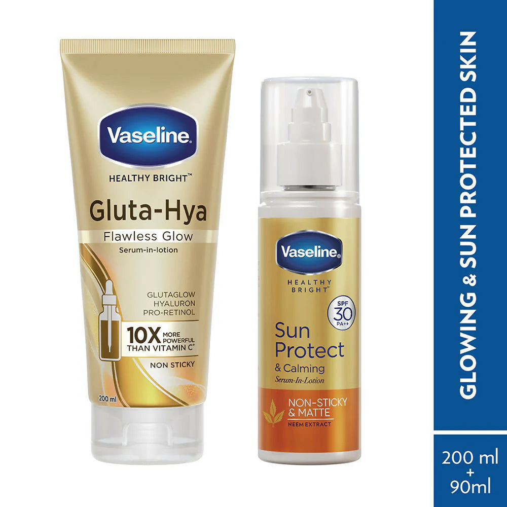 Vaseline Gluta Hya & Sun Protect Calming Body Serum Combo