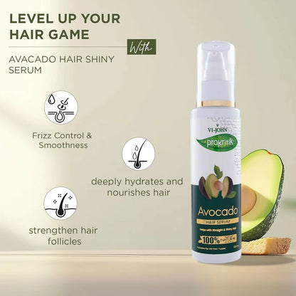 VI-JOHN Prakritik Avocado Hair serum Prevents dryness & Adds shine, 100% Natural Bio-Actives - 100 ml