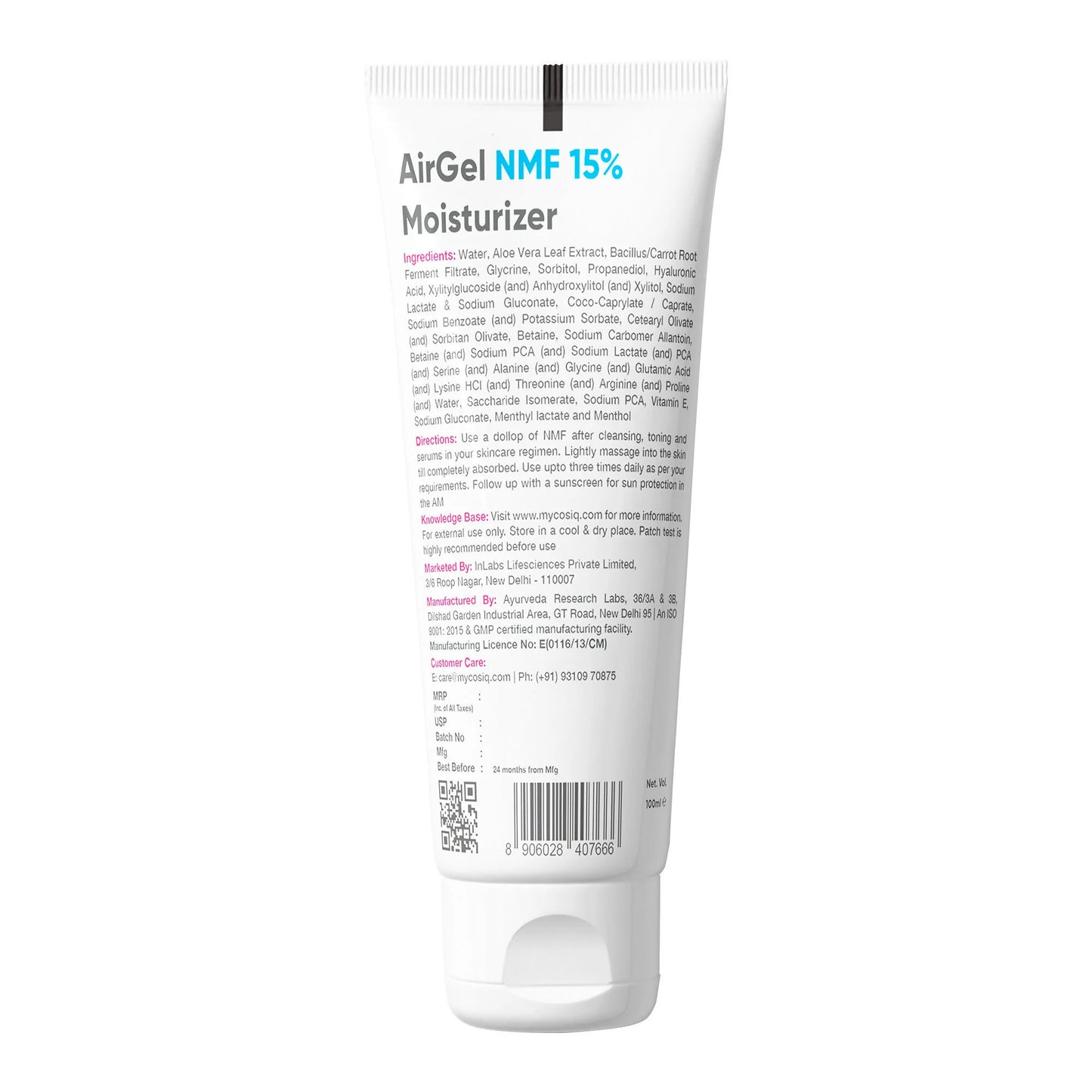 Cos-IQ AirGel NMF 15% for Oily Skin Moisturizer - 100 ml