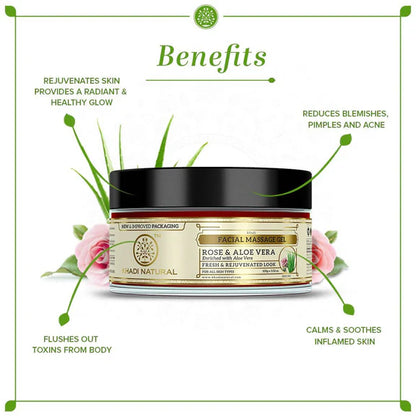 Khadi Natural Rose & Aloe Vera Facial Massage Gel - 100 gm