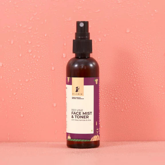 Pilgrim Red Vine Face Mist & Toner Spray with Vitamin B3 and Aloe, For Anti Ageing, Glowing Skin - 100 ml