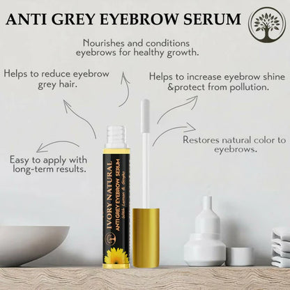 Ivory Natural Grey Eyebrow Serum - Rejuvenates, Nourishes, And Restores Natural Color Of Eyebrows - 10 ml