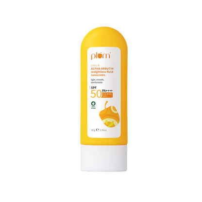 Plum Yuzu & Alpha Arbutin Weightless Fluid Sunscreen SPF 50 PA++++ - 50 gm