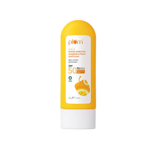 Plum Yuzu & Alpha Arbutin Weightless Fluid Sunscreen SPF 50 PA++++ - 50 gm