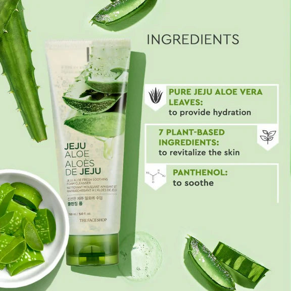 The Face Shop Jeju Aloe Fresh Soothing Foam Cleanser - 150 ml