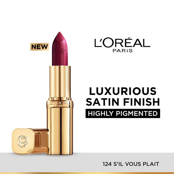 L'Oreal Paris Color Riche Satin Lipstick - 124 S'il Vous Plait - 4.3 gm