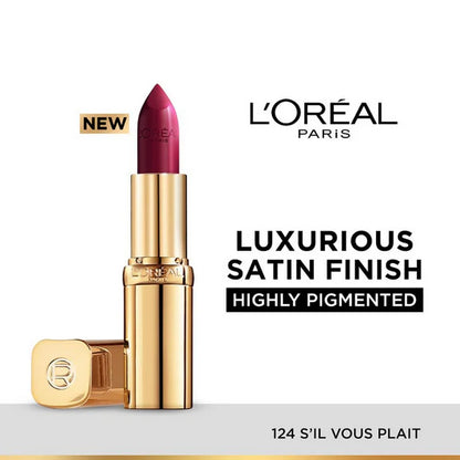 L'Oreal Paris Color Riche Satin Lipstick - 124 S'il Vous Plait - 4.3 gm