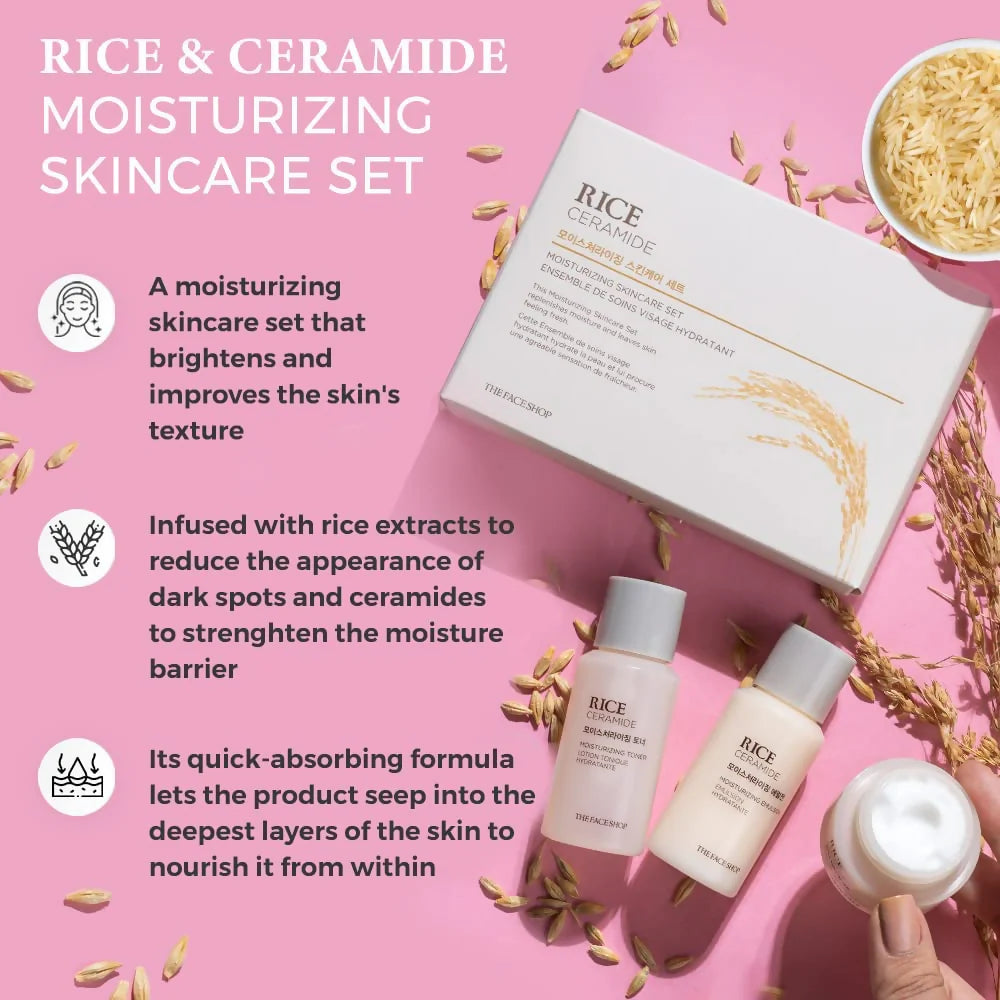 The Face Shop Rice & Ceramide Moisturizing Skincare Set Kit - Kit
