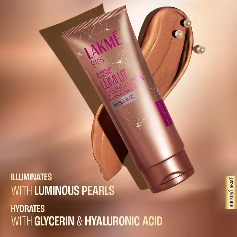 Lakme Lumi Lit Lotion Body Highlighter & Strobe Cream - Bronze - 100 ml