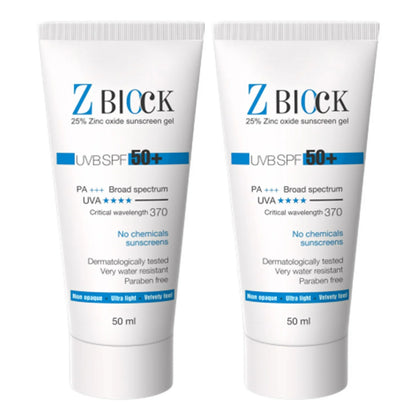 Z-Block 25% Zinc Oxide Sunscreen Gel - 50 ml - Pack of 1