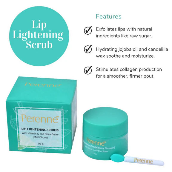 Perenne Lip Lightening Scrub With Vitamin C & Shea Butter - Mint Choco - 10 gm