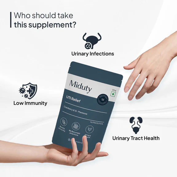 Miduty by Palak Notes UTI Relief with D-Mannose And Cranberry-Vanilla Flavor - 210 gm
